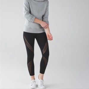 Mesh cropped black leggings